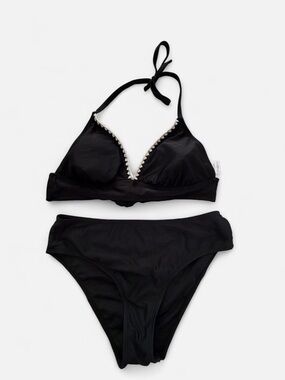 Black Halter Bikini Set  - Women Swim